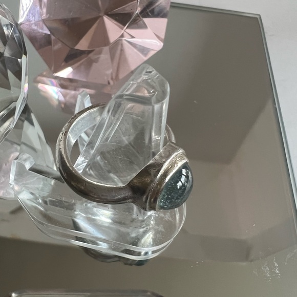 Lg sterling silver 925 raw call Raw Cabochon  aqua marine - Picture 8 of 14